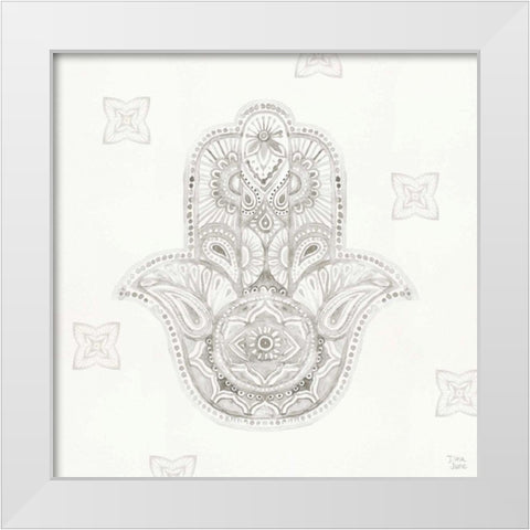 Touch of Hamsa IV White Modern Wood Framed Art Print by June, Dina