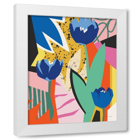 Blue Tulips White Modern Wood Framed Art Print by Gallagher, Megan