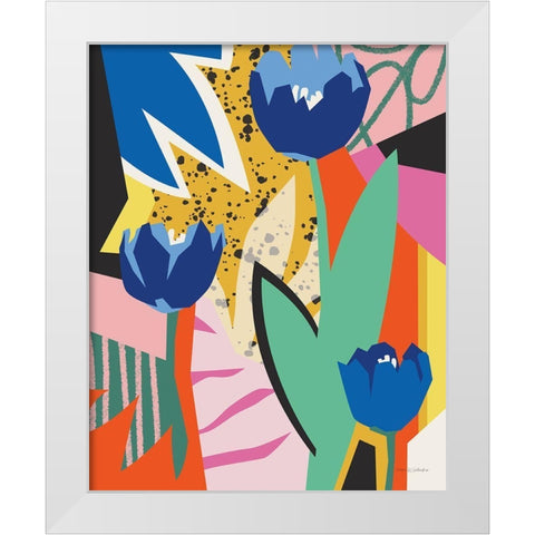 Blue Tulips White Modern Wood Framed Art Print by Gallagher, Megan