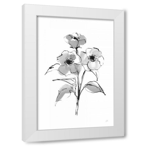 Wash Poppy II White Modern Wood Framed Art Print by Paschke, Chris