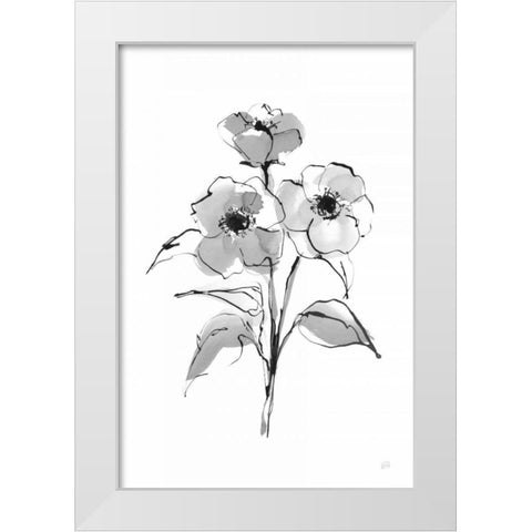 Wash Poppy II White Modern Wood Framed Art Print by Paschke, Chris