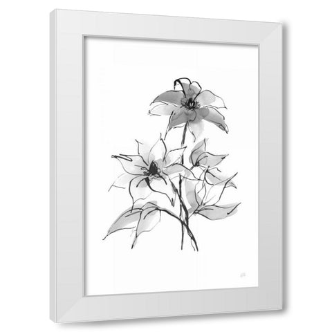 Wash Clematis White Modern Wood Framed Art Print by Paschke, Chris