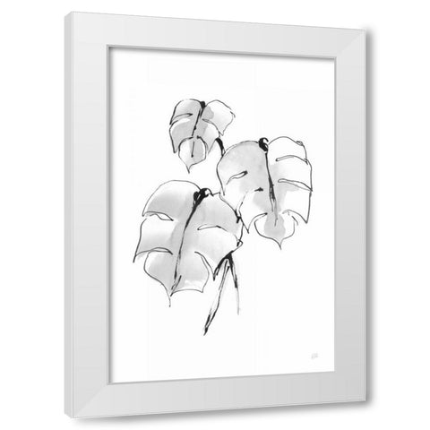 Wash Split Leaf I White Modern Wood Framed Art Print by Paschke, Chris