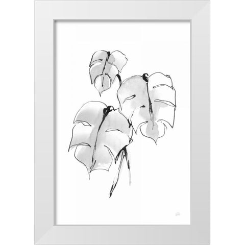 Wash Split Leaf I White Modern Wood Framed Art Print by Paschke, Chris