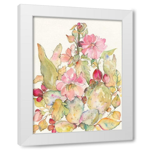 Cactus Blooms White Modern Wood Framed Art Print by Rice, Kristy