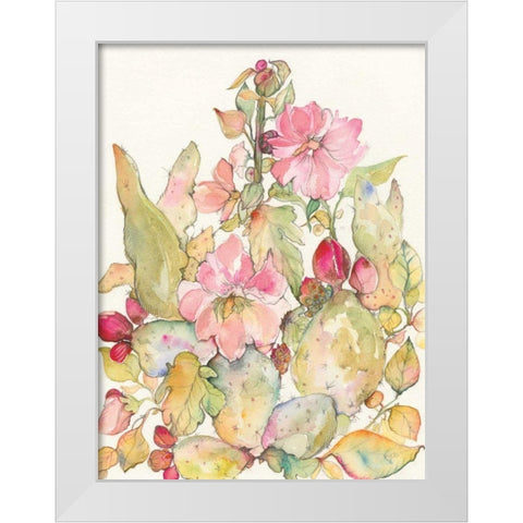 Cactus Blooms White Modern Wood Framed Art Print by Rice, Kristy