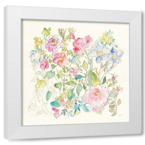 Cottage Blooms White Modern Wood Framed Art Print by Rice, Kristy