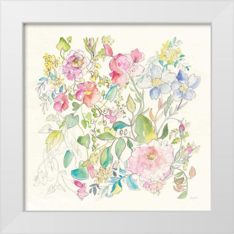 Cottage Blooms White Modern Wood Framed Art Print by Rice, Kristy