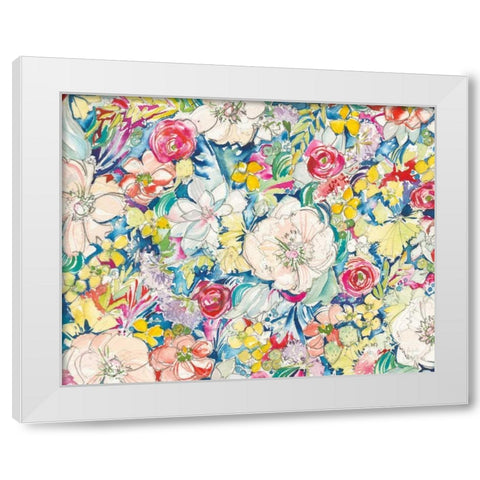 Floral Burst White Modern Wood Framed Art Print by Rice, Kristy