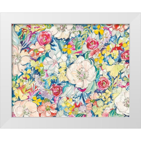 Floral Burst White Modern Wood Framed Art Print by Rice, Kristy