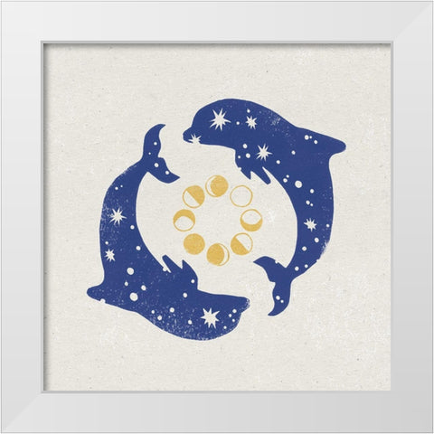 Star Dolphins White Modern Wood Framed Art Print by Hershey, Moira