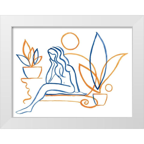 She is Thinking White Modern Wood Framed Art Print by Schlabach, Sue