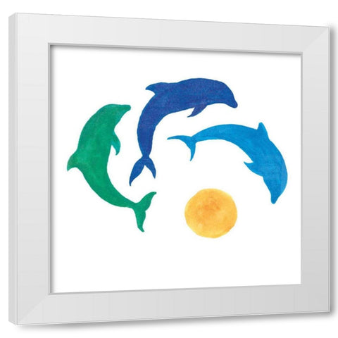 Dolphin Dance White Modern Wood Framed Art Print by Schlabach, Sue