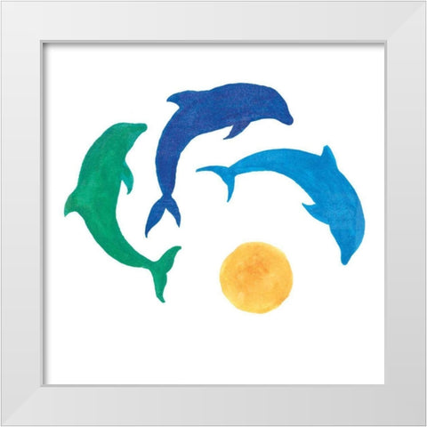Dolphin Dance White Modern Wood Framed Art Print by Schlabach, Sue