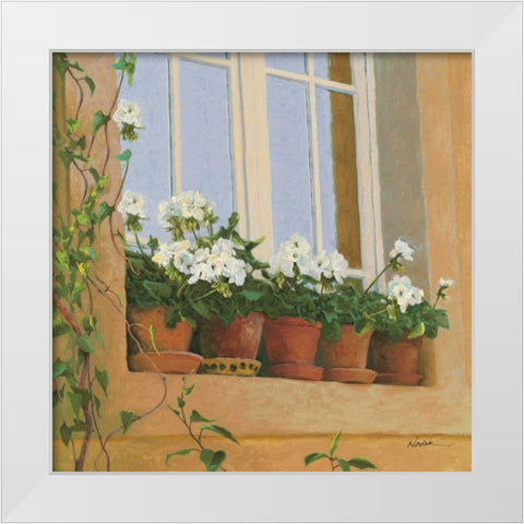 Chateau Creancey Window Light Sq White Modern Wood Framed Art Print by Novak, Shirley