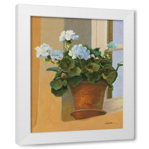 Creancey Geraniums I White Modern Wood Framed Art Print by Novak, Shirley