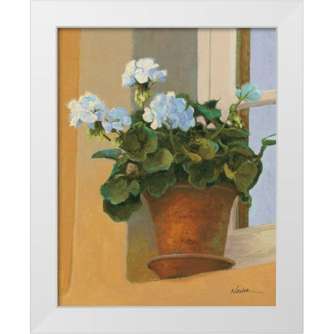 Creancey Geraniums I White Modern Wood Framed Art Print by Novak, Shirley