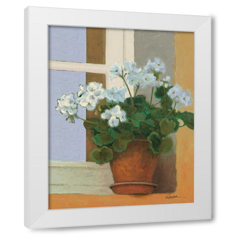 Creancey Geraniums II Light White Modern Wood Framed Art Print by Novak, Shirley