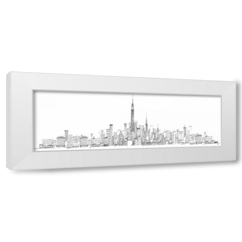 New York Skyline White Modern Wood Framed Art Print by Tillmon, Avery
