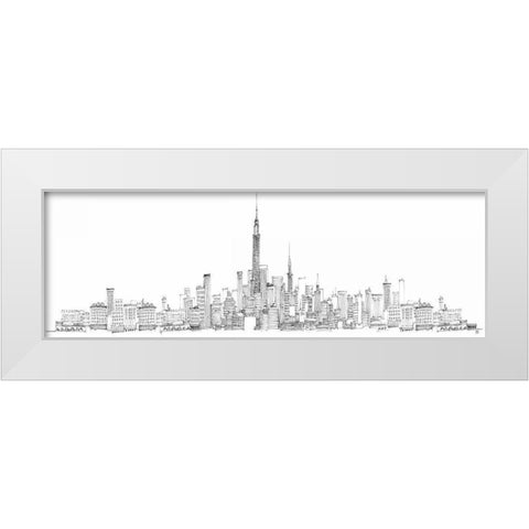 New York Skyline White Modern Wood Framed Art Print by Tillmon, Avery