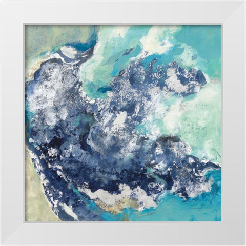 Turquoise White Modern Wood Framed Art Print by Vassileva, Silvia