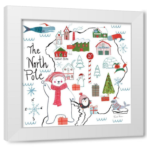 North Pole Pals I White Modern Wood Framed Art Print by Zaman, Farida