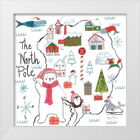 North Pole Pals I White Modern Wood Framed Art Print by Zaman, Farida