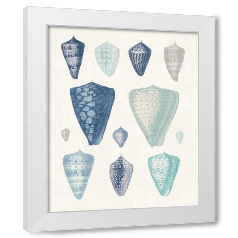 Blue Shell Assortment II White Modern Wood Framed Art Print by Wild Apple Portfolio
