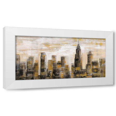 Manhattan Skyline White Modern Wood Framed Art Print by Vassileva, Silvia