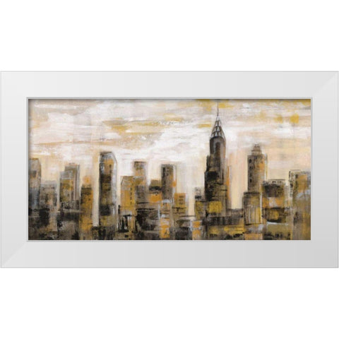 Manhattan Skyline White Modern Wood Framed Art Print by Vassileva, Silvia