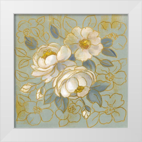 Sage Floral I White Modern Wood Framed Art Print by Vassileva, Silvia