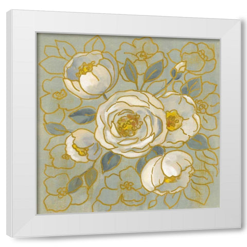 Sage Floral II White Modern Wood Framed Art Print by Vassileva, Silvia