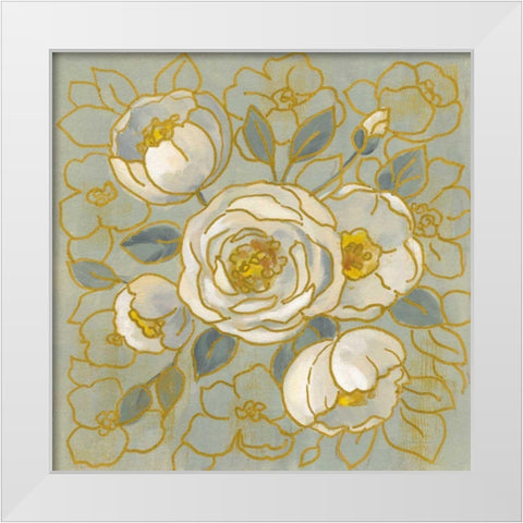 Sage Floral II White Modern Wood Framed Art Print by Vassileva, Silvia