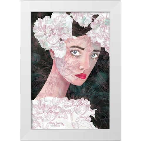 Floral Duchess White Modern Wood Framed Art Print by Charro, Mercedes Lopez