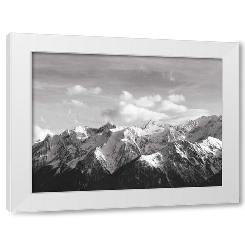 Snowcapped Mountains BW Crop White Modern Wood Framed Art Print by Eichman, Andre