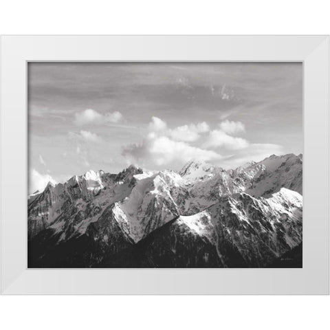 Snowcapped Mountains BW Crop White Modern Wood Framed Art Print by Eichman, Andre