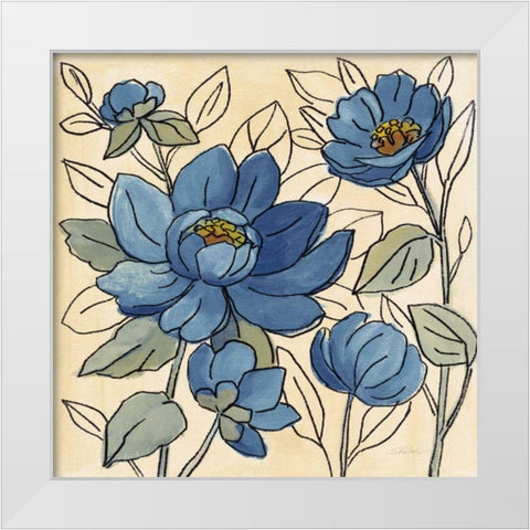 Spring Lace Floral IV Dark Blue White Modern Wood Framed Art Print by Vassileva, Silvia