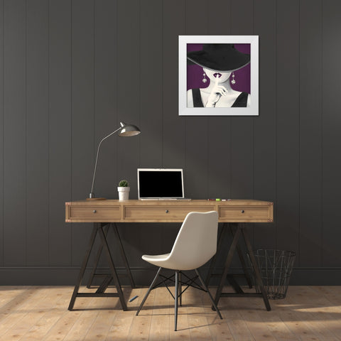 Haute Chapeau Purple I v2 White Modern Wood Framed Art Print by Fabiano, Marco