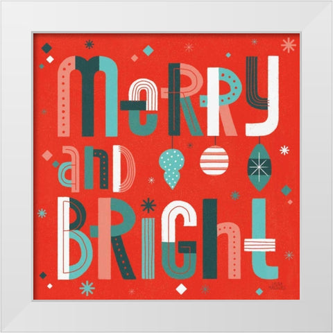 Retro Holiday IV Red White Modern Wood Framed Art Print by Marshall, Laura