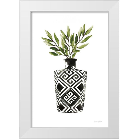 Geometric Vases III Green White Modern Wood Framed Art Print by Charro, Mercedes Lopez