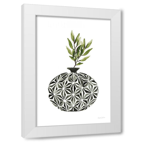 Geometric Vases IV Green White Modern Wood Framed Art Print by Charro, Mercedes Lopez
