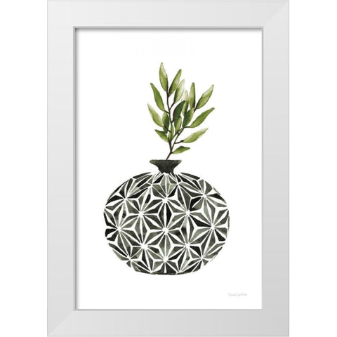 Geometric Vases IV Green White Modern Wood Framed Art Print by Charro, Mercedes Lopez