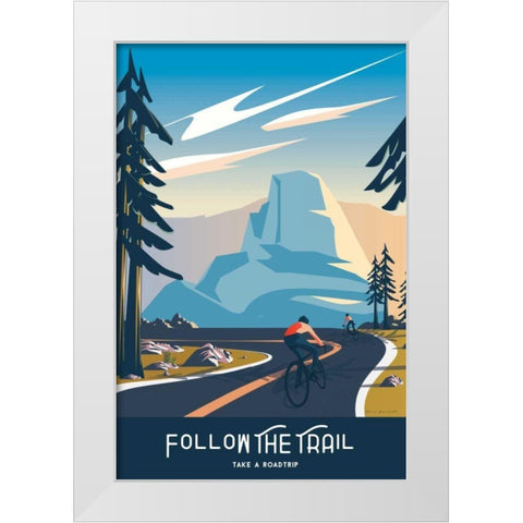 Follow the Trail White Modern Wood Framed Art Print by Escalante, Omar