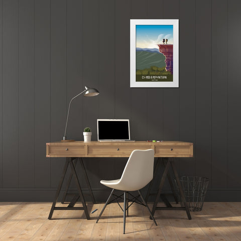 Climb a Mountain White Modern Wood Framed Art Print by Escalante, Omar