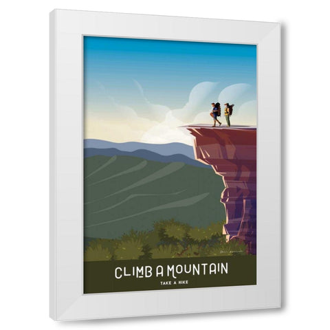 Climb a Mountain White Modern Wood Framed Art Print by Escalante, Omar