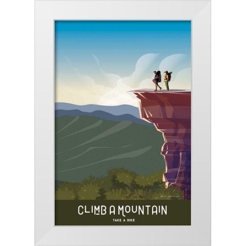 Climb a Mountain White Modern Wood Framed Art Print by Escalante, Omar