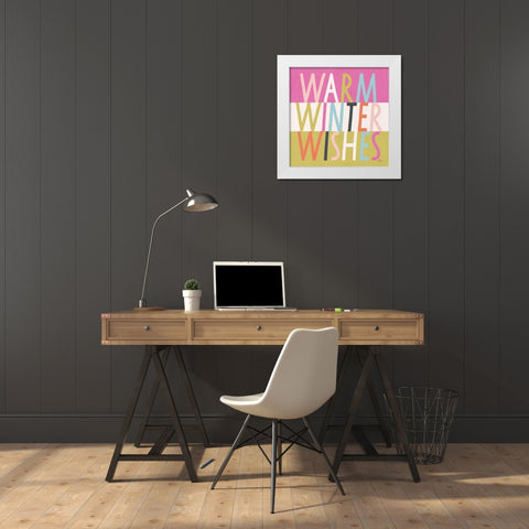 Bright Christmas Wishes IV White Modern Wood Framed Art Print by Marshall, Laura