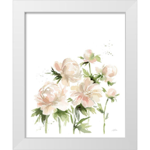 Peonies I White Modern Wood Framed Art Print by Pete, Katrina