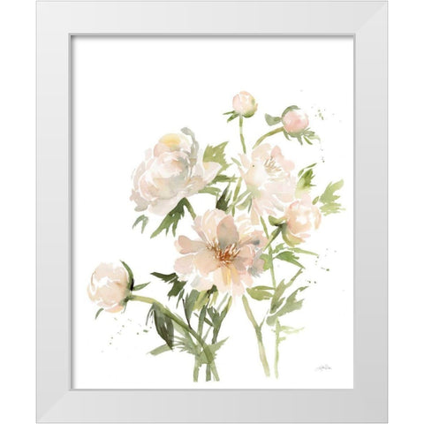 Peonies II White Modern Wood Framed Art Print by Pete, Katrina