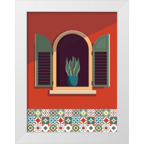 Window Lisboa Sage White Modern Wood Framed Art Print by Escalante, Omar